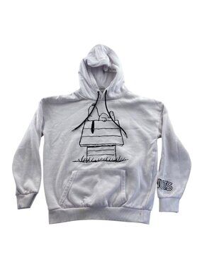 Peanuts Hoodie Sweatshirt Size XS Embroidered Snoopy White Pullover Unisex